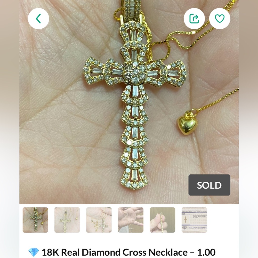 💎 18K Real Diamond Cross Necklace – 1.00 Carat | Adjustable Chain